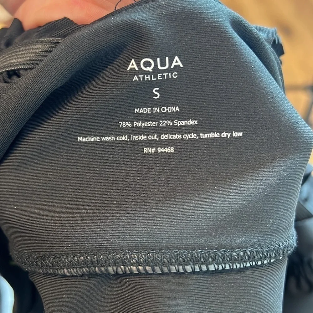 NWT Aqua Athletic Black Ruffle Bra Size S